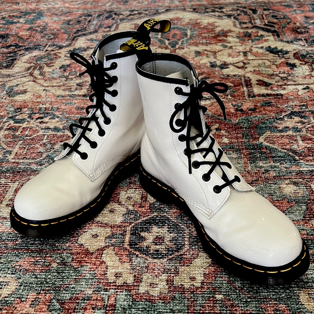 Doc Marten White Patent Leather Boots Sz 9
